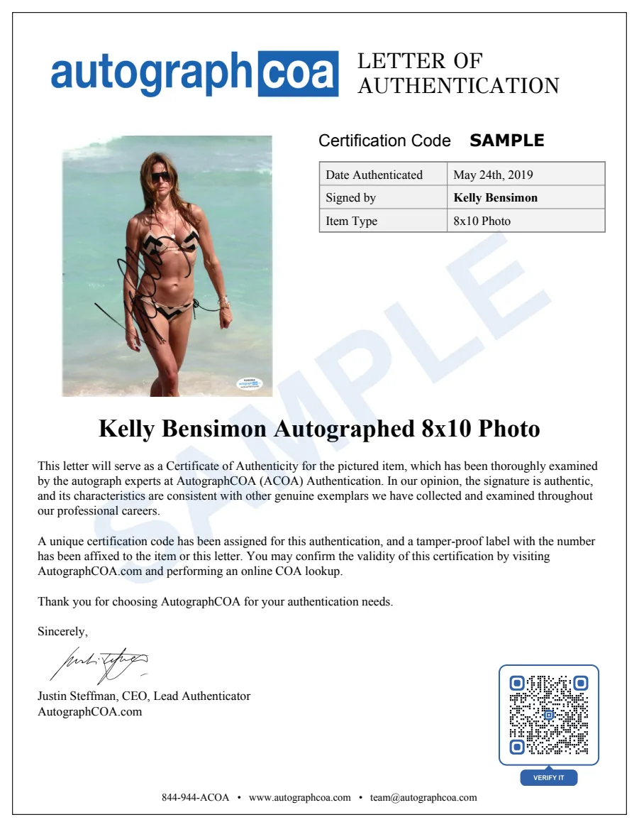 Example Letter of Authenticity for this item, marked SAMPLE