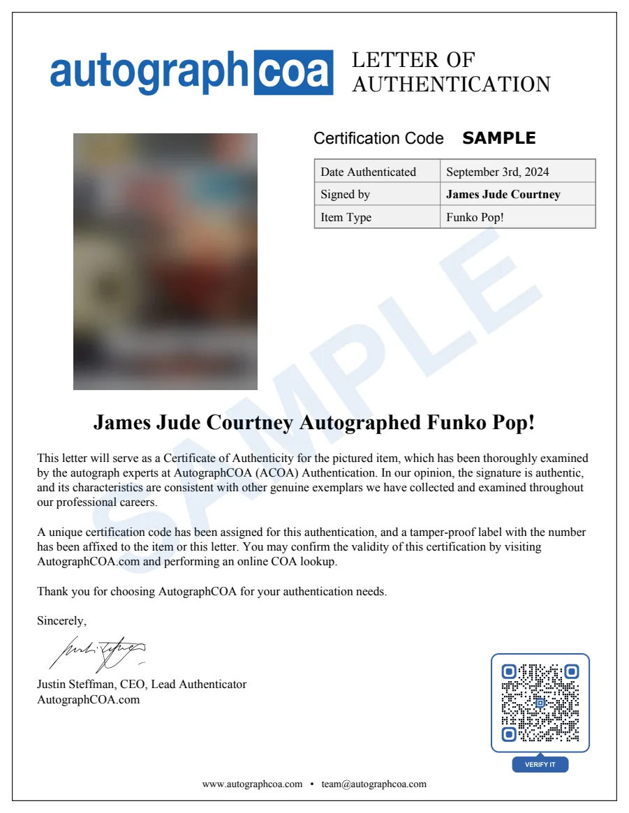 Example Letter of Authenticity for this item, marked SAMPLE