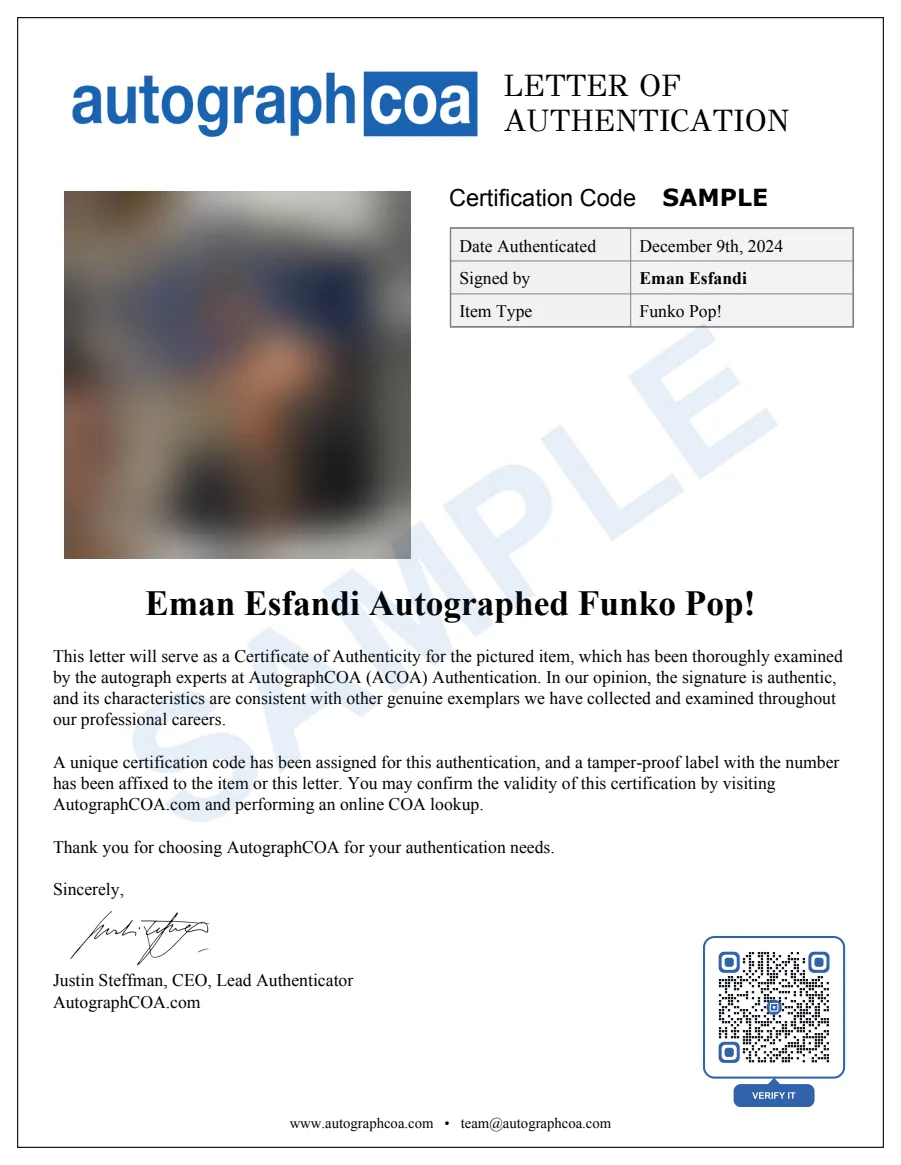 Example Letter of Authenticity for this item, marked SAMPLE
