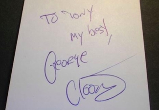 Authentic George Clooney  Autograph Exemplar
