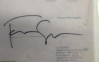 Authentic Francis Ford Coppola  Autograph Exemplar